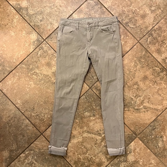 American Eagle Light Grey Jeggings AEO Sateen X4 Super Stretch - Picture 12 of 14